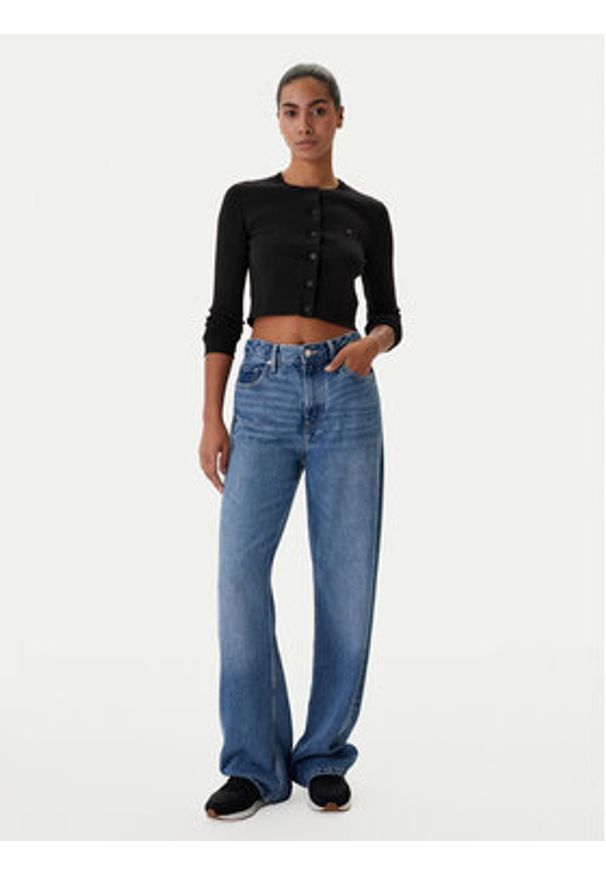 Tommy Jeans Kardigan DW0DW22023 Czarny Slim Fit. Kolor: czarny. Materiał: syntetyk, bawełna