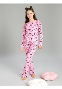 Sinsay - Piżama dwuczęściowa Hello Kitty - różowy. Kolor: różowy. Materiał: bawełna. Długość: długie. Wzór: motyw z bajki