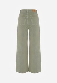 Born2be - Ciemnobeżowe Bawełniane Szerokie Jeansy z Wysokim Stanem Mhyrlia. Okazja: na co dzień. Stan: podwyższony. Kolor: brązowy. Styl: casual, elegancki #7