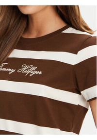 TOMMY HILFIGER - Tommy Hilfiger T-Shirt Script WW0WW45746 Brązowy Regular Fit. Kolor: brązowy. Materiał: bawełna