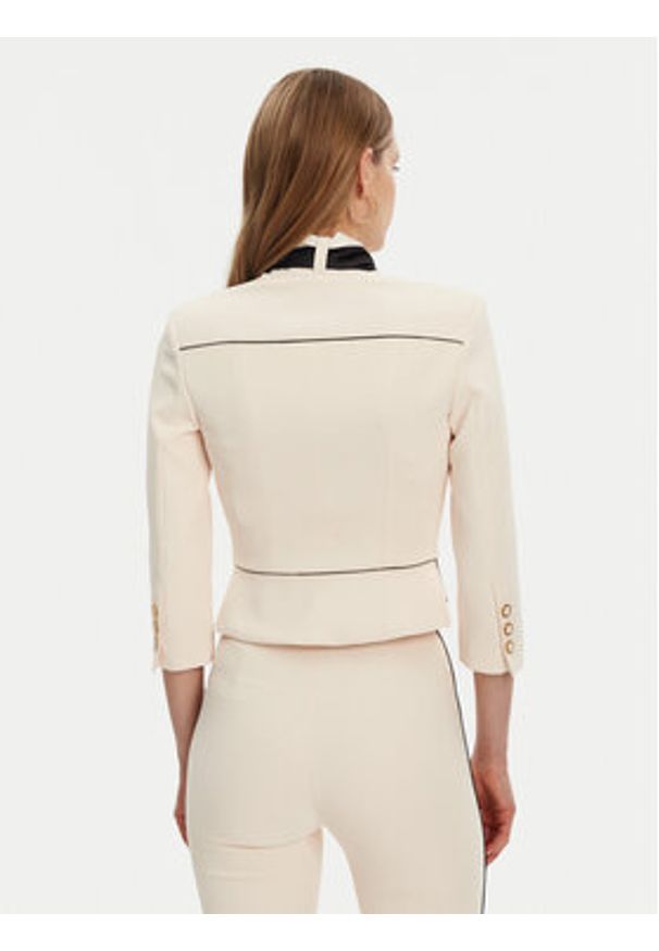 Elisabetta Franchi Marynarka GI-T51-51E2-V560 Écru Regular Fit. Materiał: syntetyk