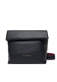 TOMMY HILFIGER - Tommy Hilfiger Torebka Th Logotape Med Crossover AW0AW17692 Granatowy. Kolor: niebieski. Materiał: skórzane