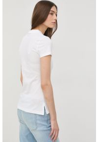 BOSS t-shirt bawełniany kolor biały z kołnierzykiem. Kolor: biały. Materiał: bawełna. Długość rękawa: krótki rękaw. Długość: krótkie