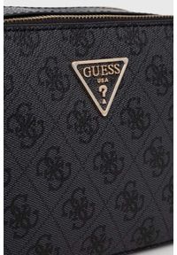 Guess - GUESS Szara kopertówka damska z logo Noelle II. Kolor: szary. Materiał: skórzane #4
