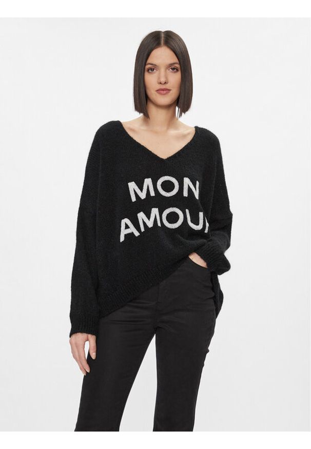 Kontatto Sweter 3M1200 Czarny Oversize. Kolor: czarny. Materiał: syntetyk