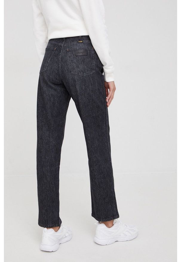 Wrangler jeansy MOM STRAIGHT GRANITE damskie high waist. Stan: podwyższony. Kolor: szary