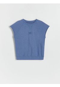 Reserved - Bawełniany t-shirt oversize - niebieski. Kolor: niebieski. Materiał: bawełna