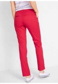 Spodnie chino ze stretchem bonprix czerwony. Kolor: czerwony. Materiał: bawełna #5