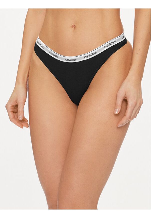 Calvin Klein Underwear Stringi 000QD5043E Czarny. Kolor: czarny. Materiał: bawełna