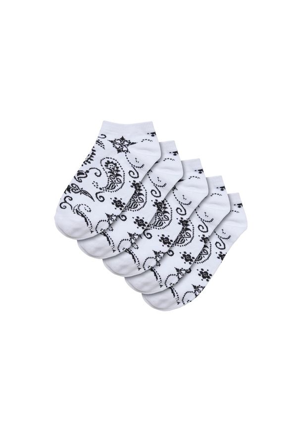 Urban Classics - Skarpety Męskie Bandana Print NoShow (zestaw 5 Sztuk). Kolor: biały. Wzór: nadruk. Sport: turystyka piesza