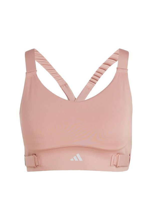 Adidas - Biustonosz FastImpact Luxe Run High-Support. Kolekcja: plus size. Kolor: różowy. Materiał: materiał. Sport: bieganie