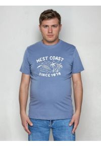 Big-Star - Koszulka męska z nadrukiem niebieska Reddrez 402. Okazja: na co dzień. Kolor: niebieski. Materiał: dzianina, bawełna, jeans. Wzór: nadruk. Sezon: lato. Styl: casual, wakacyjny, klasyczny #7