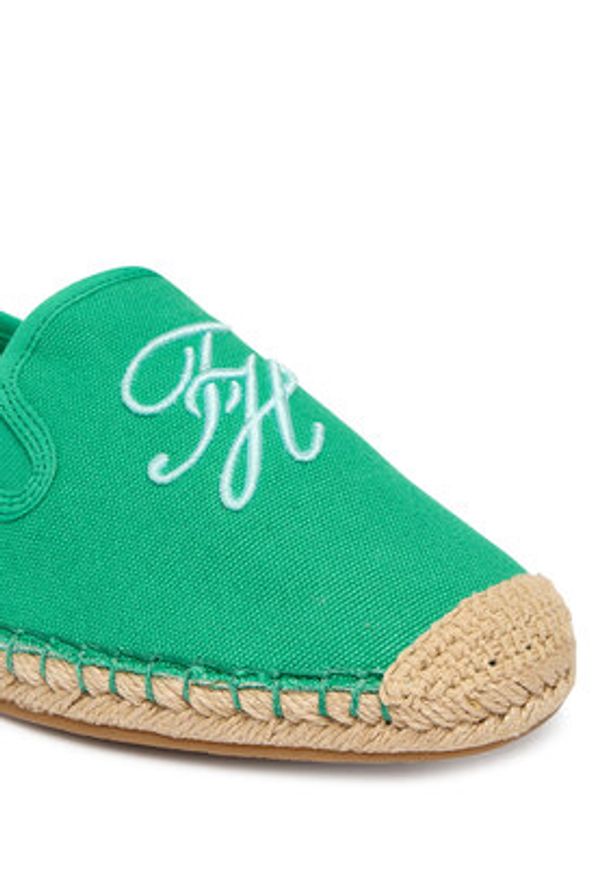 TOMMY HILFIGER - Tommy Hilfiger Espadryle Th Script Summer Espadrille FW0FW09240 Zielony. Kolor: zielony. Materiał: materiał