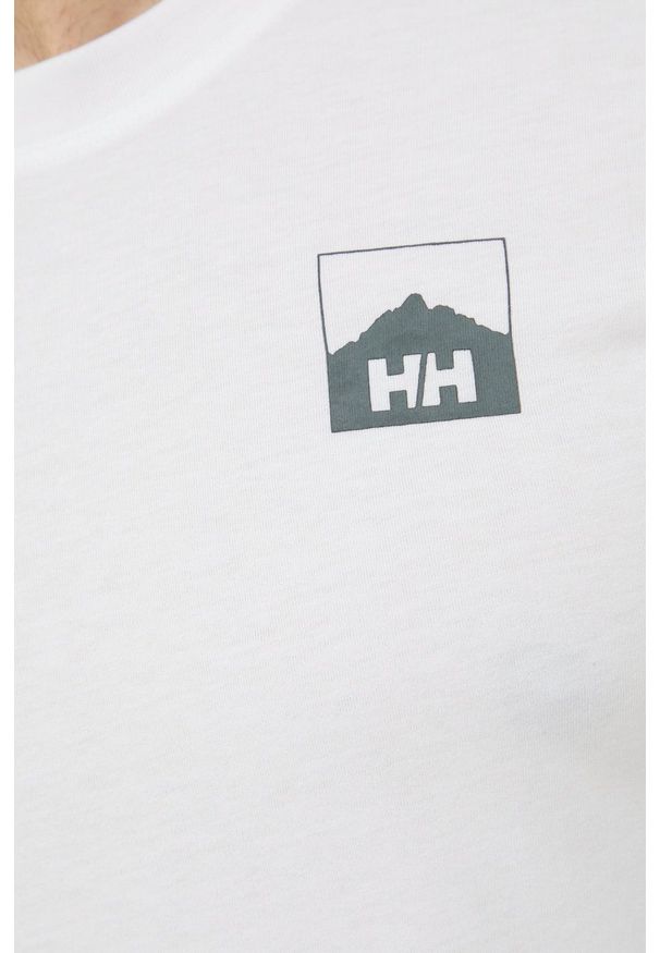 Helly Hansen - T-shirt. Okazja: na co dzień. Kolor: biały. Materiał: dzianina. Wzór: nadruk. Styl: casual