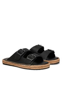 TOMMY HILFIGER - Tommy Hilfiger Espadryle Flex Jutte Hilfiger Lth Sandal FM0FM05646 Czarny. Kolor: czarny. Materiał: skóra #4