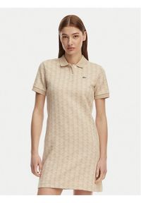 Lacoste Sukienka codzienna EF2655 Beżowy jasny Slim Fit. Okazja: na co dzień. Kolor: beżowy. Materiał: bawełna. Typ sukienki: proste. Styl: casual #1