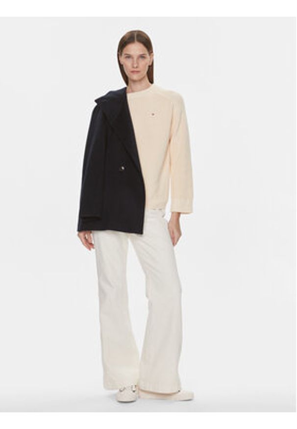 TOMMY HILFIGER - Tommy Hilfiger Sweter WW0WW40751 Beżowy Regular Fit. Kolor: beżowy. Materiał: bawełna