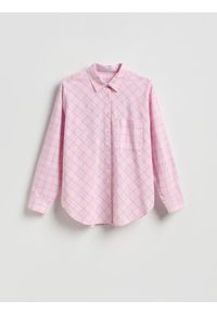 Reserved - Bawełniana koszula w kratkę - różowy. Kolor: różowy. Materiał: bawełna. Wzór: kratka #1