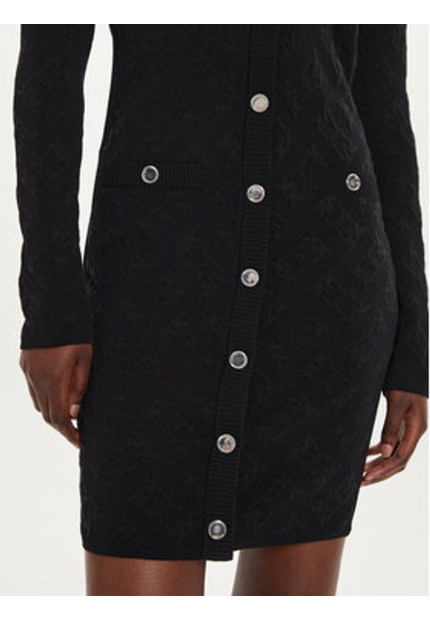 Pinko Sukienka dzianinowa Solfitaggio Abito 103974 A21T Czarny Slim Fit. Kolor: czarny. Materiał: lyocell