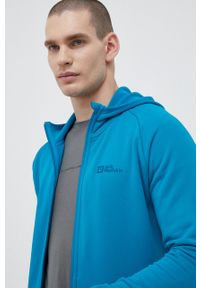 Jack Wolfskin bluza sportowa Baiselberg męska kolor zielony z kapturem gładka. Typ kołnierza: kaptur. Kolor: niebieski. Materiał: polar, materiał, skóra. Wzór: gładki. Styl: sportowy #5