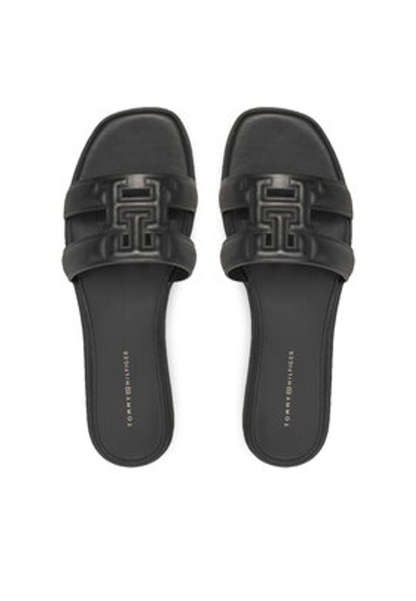 TOMMY HILFIGER - Tommy Hilfiger Klapki Th Logo Strap Mule FW0FW08671 Czarny. Kolor: czarny. Materiał: skóra