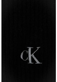 Calvin Klein Jeans Szalik z domieszką wełny kolor czarny gładki. Kolor: czarny. Materiał: wełna. Wzór: gładki