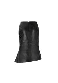 Ochnik - Skórzana asymetryczna spódnica. Okazja: do pracy. Kolor: czarny. Materiał: skóra. Styl: klasyczny, elegancki #2