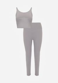 Renee - Szary Komplet Sportowy Legginsy High Waist i Top z Uszywnieniem Ulrike. Kolor: szary #2