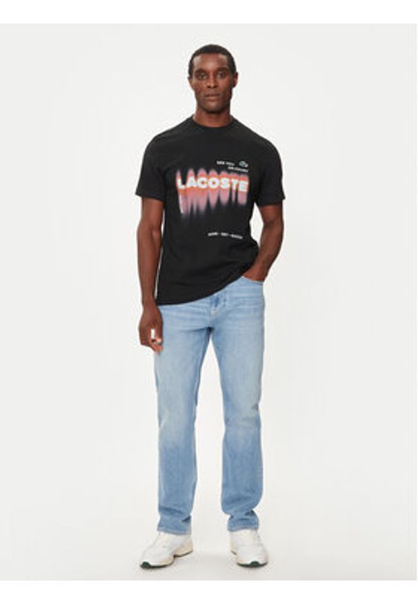 Lacoste T-Shirt TH2617 Czarny Regular Fit. Kolor: czarny. Materiał: bawełna, syntetyk