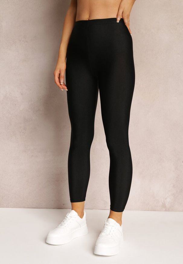 Renee - Czarne Legginsy z Gładkiej Dzianiny Canne. Okazja: na co dzień. Kolor: czarny. Materiał: dzianina. Wzór: gładki. Styl: casual