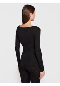 Chantelle Bluzka Night Suit C18P70 Czarny Slim Fit. Kolor: czarny. Materiał: jedwab