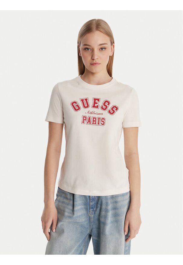 Guess T-Shirt V6RI15 J1314 Biały Regular Fit. Kolor: biały. Materiał: bawełna