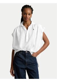 Polo Ralph Lauren Koszula 211935131001 Biały Relaxed Fit. Typ kołnierza: polo. Kolor: biały. Materiał: len #1