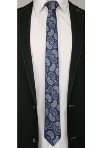 Alties - Granatowo-Szary Elegancki Krawat Męski w Paisley -ALTIES- 6 cm, Łezki. Kolor: niebieski. Materiał: tkanina. Wzór: paisley. Styl: elegancki