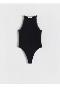 Reserved - Body slim fit - czarny. Kolor: czarny. Materiał: dzianina. Wzór: gładki #1