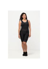 ULLA POPKEN - Damskie Spodenki rowerowe wypełnienie na pośladkach siateczkowe szelki. Kolekcja: plus size. Kolor: czarny. Materiał: elastan, poliamid, materiał. Długość: krótkie