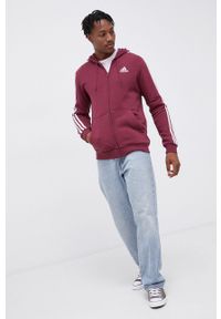 Adidas - adidas Bluza męska kolor fioletowy z kapturem z aplikacją. Okazja: na co dzień. Typ kołnierza: kaptur. Kolor: fioletowy. Materiał: materiał, dzianina. Wzór: aplikacja. Styl: casual #5