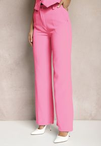 Renee - Różowe Spodnie w Kant w Garniturowym Stylu High Waist Jaessa. Stan: podwyższony. Kolor: różowy. Styl: elegancki #4