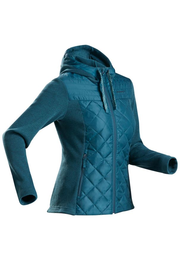 quechua - Bluza turystyczna damska Quechua NH100 hybrydowa. Materiał: dzianina, materiał, tkanina, polar, poliester
