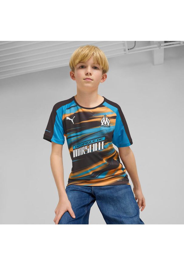 Puma - Maillot Faster dla dzieci OM 2024/25. Kolor: pomarańczowy. Sport: piłka nożna