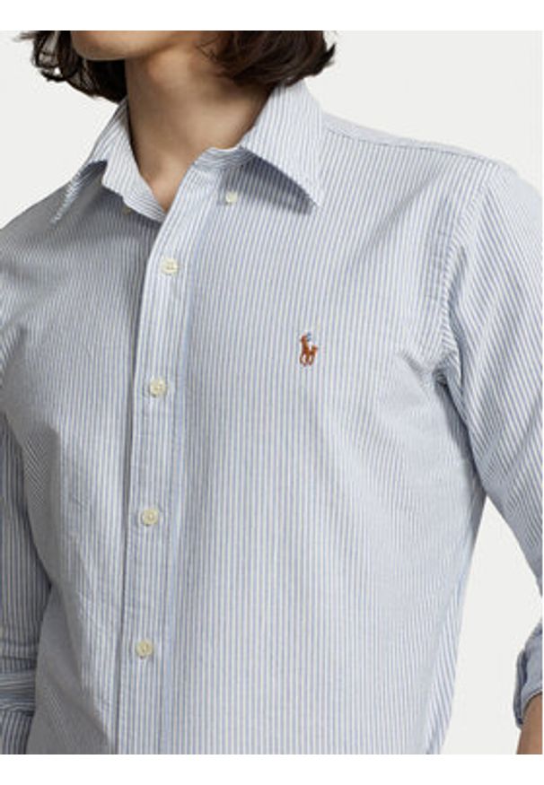 Polo Ralph Lauren Koszula 710792041004 Błękitny Custom Fit. Typ kołnierza: polo. Kolor: niebieski. Materiał: bawełna