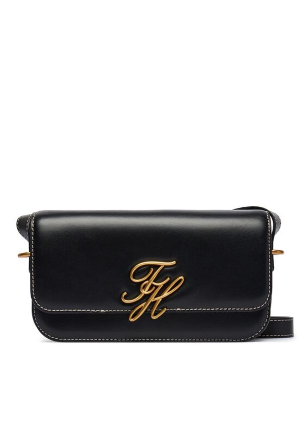 TOMMY HILFIGER - Tommy Hilfiger Torebka Th Script Flap Crossover AW0AW18399 Czarny. Kolor: czarny. Materiał: skórzane