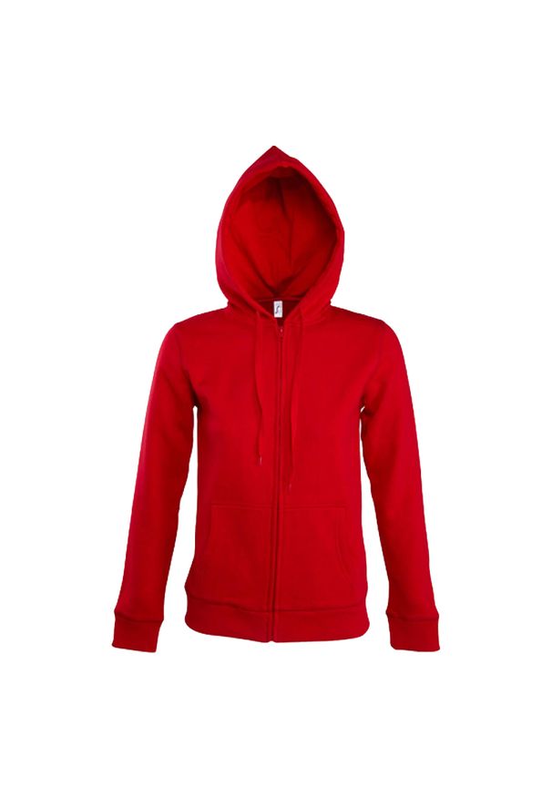 SOL'S - Damska Bluza Z Kapturem Seven Full Zip. Typ kołnierza: kaptur. Kolor: czerwony