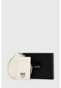 Pinko etui na karty skórzane kolor biały. Kolor: biały. Materiał: skóra #2