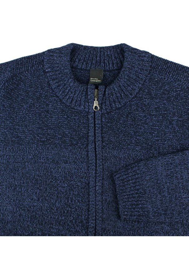 M. Lasota - Sweter Męski - Lasota - Rozpinany (Kardigan) - Granatowy Melanż, Kieszenie. Kolor: niebieski. Materiał: akryl, bawełna. Wzór: melanż. Sezon: zima, jesień