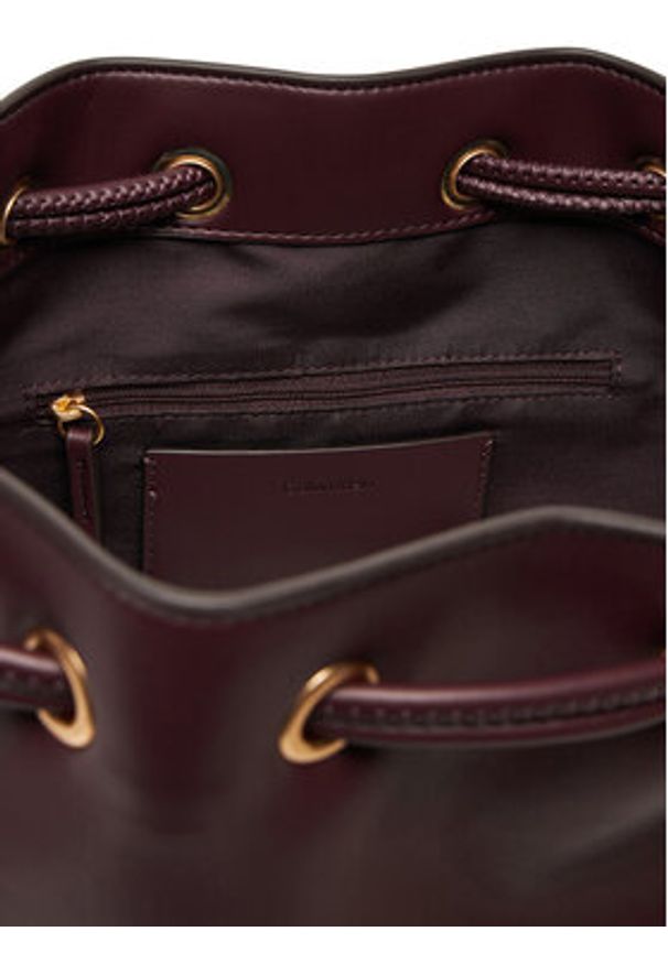 Calvin Klein Torebka Bold Ck Large Bucket Bag LV04F3232G Bordowy. Kolor: czerwony. Materiał: skórzane