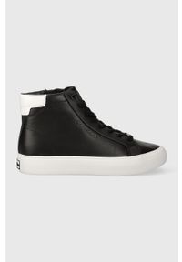 Calvin Klein trampki VULC HIGH TOP damskie kolor czarny HW0HW01679. Nosek buta: okrągły. Zapięcie: sznurówki. Kolor: czarny. Materiał: skóra. Szerokość cholewki: normalna #1