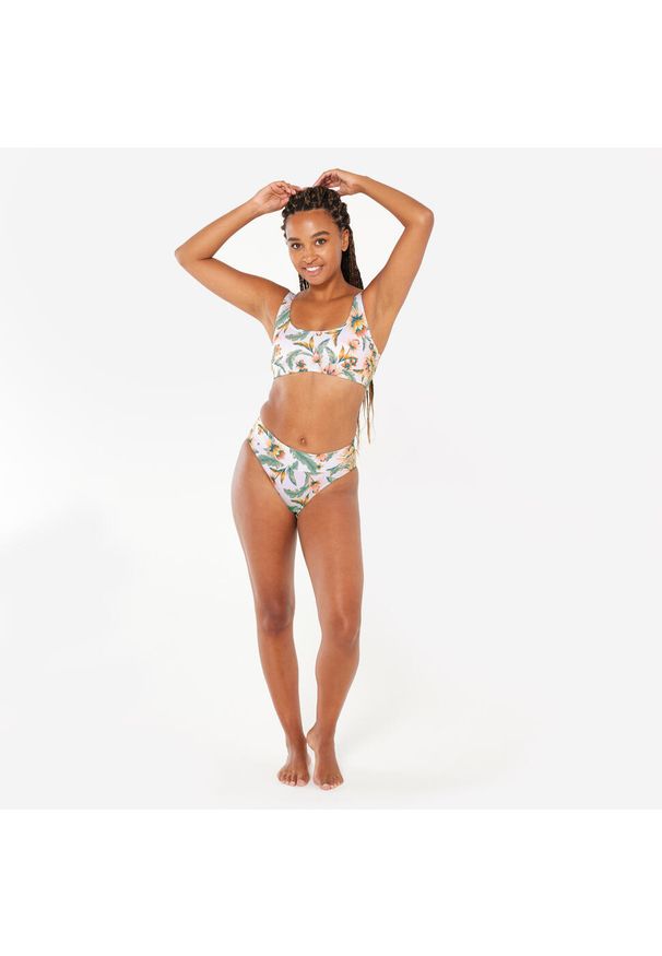 OLAIAN - Góra kostiumu kąpielowego surfingowego damska Olaian Aurely Belly. Kolor: biały. Materiał: poliester, materiał, elastan