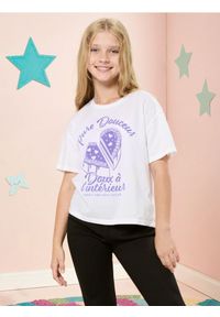 Sinsay - Bawełniana koszulka z nadrukiem - biały. Kolor: biały. Materiał: bawełna. Wzór: nadruk #1