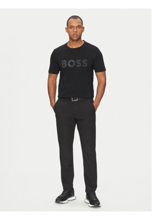 BOSS T-Shirt Tape Logo 50530990 Czarny Regular Fit. Kolor: czarny. Materiał: bawełna